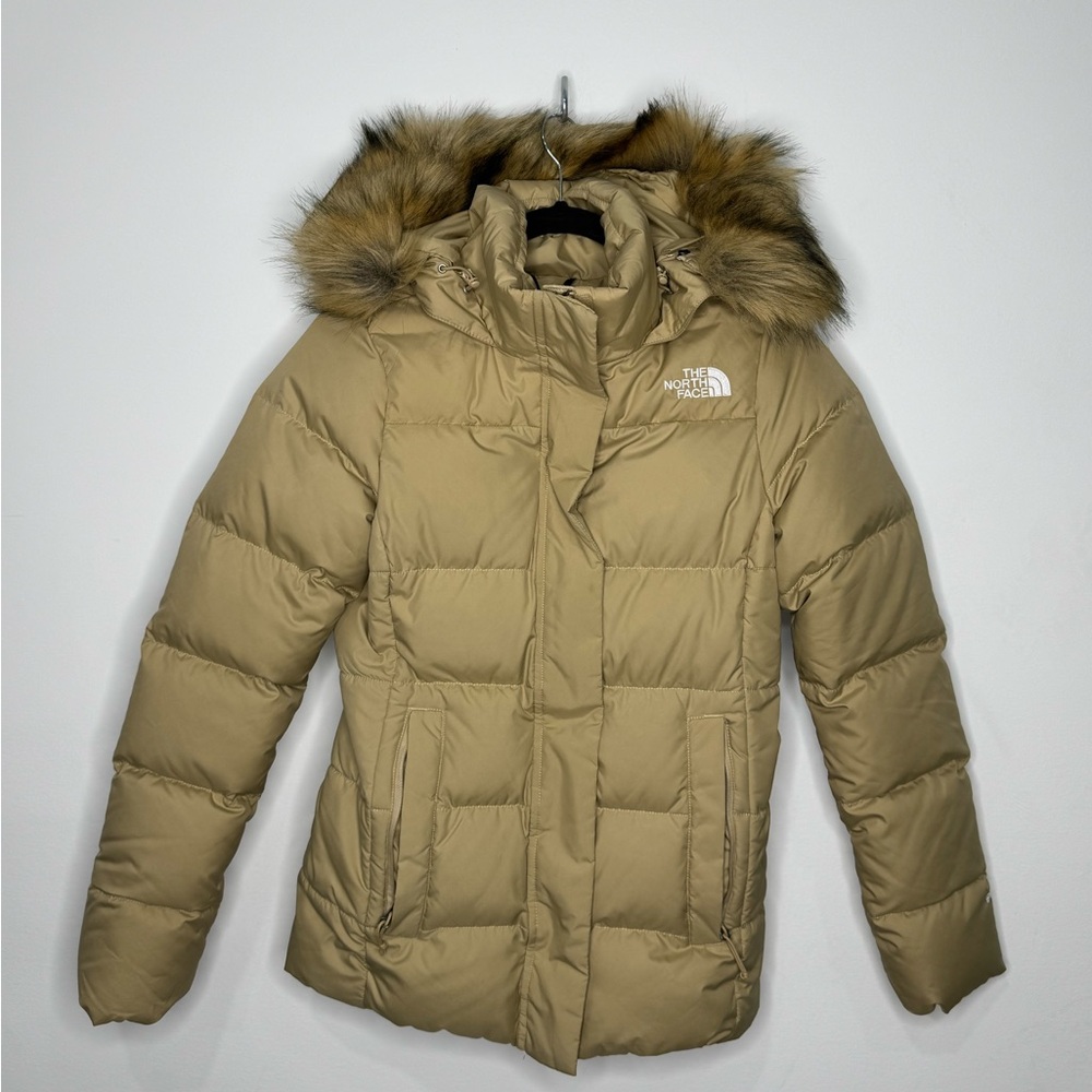 The North Face Gotham Down Jacket Faux Fur Hood Khaki Women’s XS